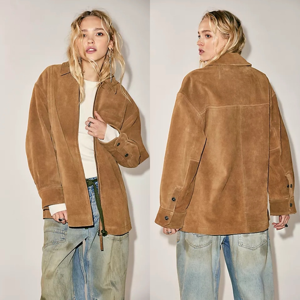 Nwt Free People Rosie Suede Jacket Wheat Bran Brown